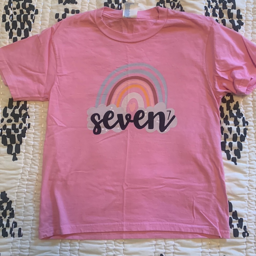 Pink Rainbow 7 Year Birthday Shirt 7/8